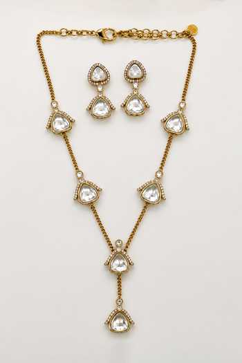 Tad Accessories Imitation Polki Pendant Necklace Set 