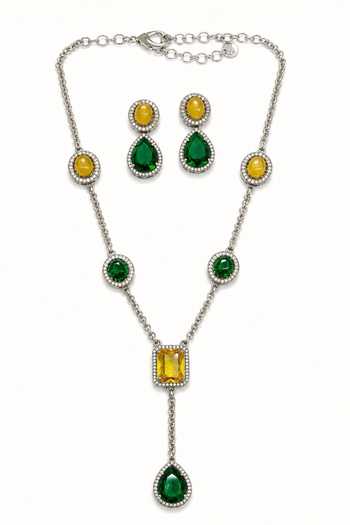 Tad Accessories Stone Studded Pendant Necklace Set 