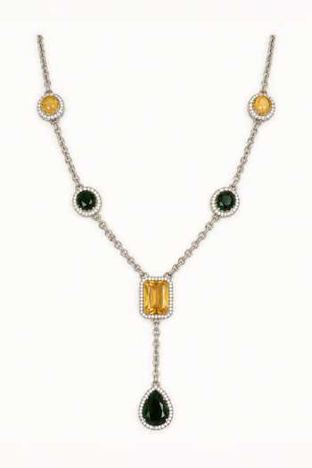 Tad Accessories Multi Color Stone Studded Pendant Necklace Set Online at Aza Fashions Tad Accessories_Multi Color Stone Studded Pendant Necklace Set _Online_at_Aza_Fashions