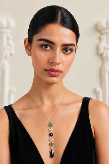 Tad Accessories Stone Studded Pendant Necklace 