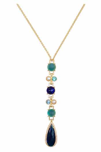 Tad Accessories Multi Color Stone Studded Pendant Necklace Online at Aza Fashions Tad Accessories_Multi Color Stone Studded Pendant Necklace _Online_at_Aza_Fashions