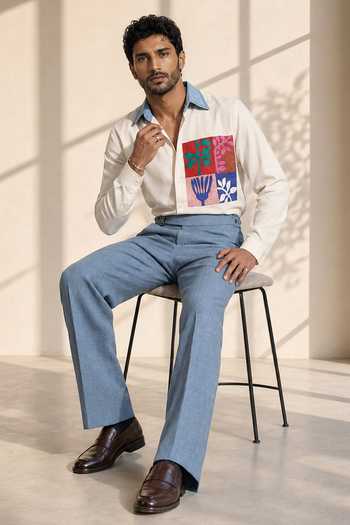 Buy ROHIT DOSHI White Polyester School Boy Patch Shirt Online at Aza Fashions Buy_ROHIT DOSHI_White Polyester School Boy Patch Shirt _Online_at_Aza_Fashions