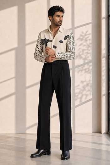 ROHIT DOSHI_Off White Polyester Shirt _Online_at_Aza_Fashions