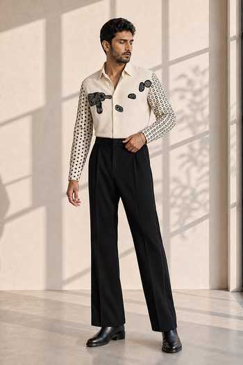 Buy_ROHIT DOSHI_Off White Polyester Shirt _Online_at_Aza_Fashions