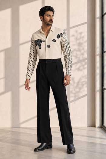 Shop_ROHIT DOSHI_Off White Polyester Shirt _Online_at_Aza_Fashions