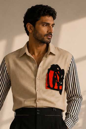 ROHIT DOSHI Beige Rage Patch Shirt 