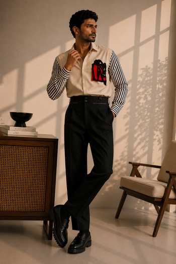 ROHIT DOSHI Beige Rage Patch Shirt 