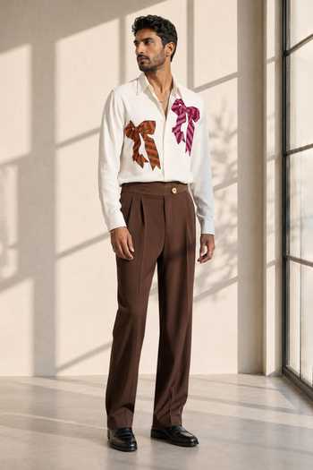 Buy_ROHIT DOSHI_White Polyester Tiecoon Bow Pattern Shirt _Online_at_Aza_Fashions