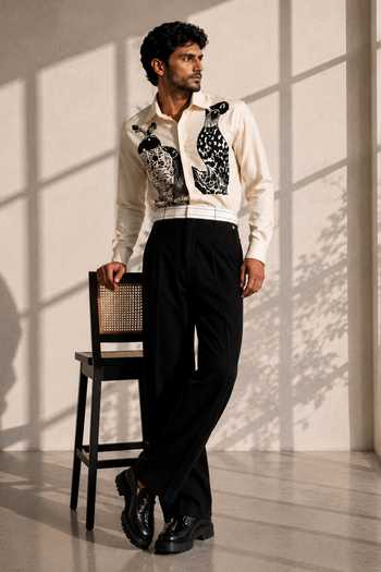 Buy ROHIT DOSHI Off White Polyester Graphic Print Shirt Online at Aza Fashions Buy_ROHIT DOSHI_Off White Polyester Graphic Print Shirt _Online_at_Aza_Fashions