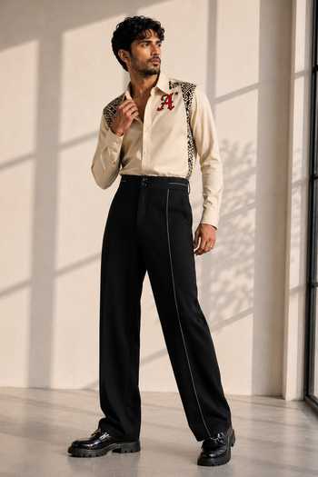 Buy ROHIT DOSHI Beige Polyester Hypotenuse Patch Shirt Online at Aza Fashions Buy_ROHIT DOSHI_Beige Polyester Hypotenuse Patch Shirt _Online_at_Aza_Fashions