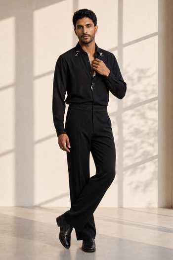 Rohit Doshi_Black Polyester Animal Instinct Shirt _Online_at_Aza_Fashions