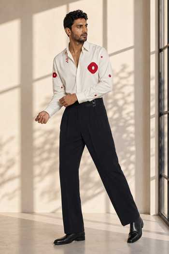 ROHIT DOSHI White Polyester Scattered And Shirt Online at Aza Fashions ROHIT DOSHI_White Polyester Scattered And Shirt _Online_at_Aza_Fashions