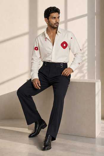 Buy ROHIT DOSHI White Polyester Scattered And Shirt Online at Aza Fashions Buy_ROHIT DOSHI_White Polyester Scattered And Shirt _Online_at_Aza_Fashions