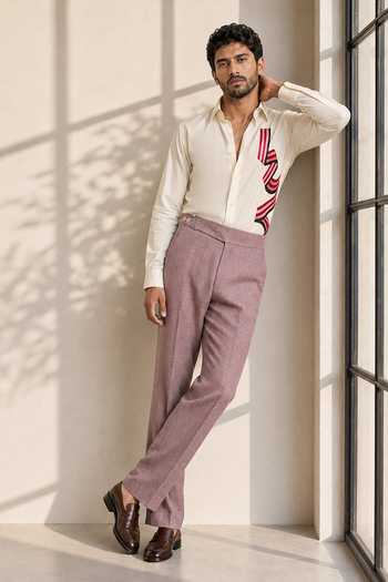 ROHIT DOSHI White Polyester Motion Sickness Shirt Online at Aza Fashions ROHIT DOSHI_White Polyester Motion Sickness Shirt _Online_at_Aza_Fashions