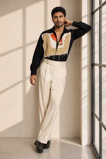 Buy_ROHIT DOSHI_Black Polyester Beautifully Broken Shirt _Online_at_Aza_Fashions