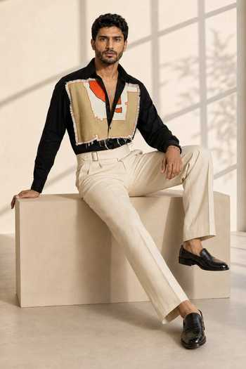 Shop_ROHIT DOSHI_Black Polyester Beautifully Broken Shirt _Online_at_Aza_Fashions
