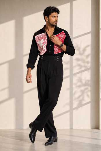 ROHIT DOSHI_Black Polyester Bandra Boy Shirt _Online_at_Aza_Fashions