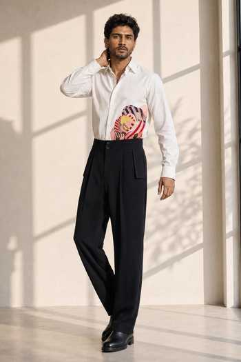 ROHIT DOSHI_White Cotton One Of A Kind Shirt _Online_at_Aza_Fashions