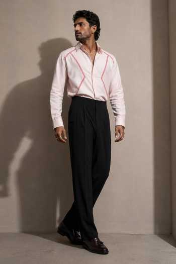 ROHIT DOSHI Pink Polyester 7-2 Contrast Pattern Shirt Online at Aza Fashions ROHIT DOSHI_Pink Polyester 7-2 Contrast Pattern Shirt _Online_at_Aza_Fashions