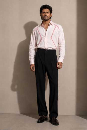 Buy ROHIT DOSHI Pink Polyester 7-2 Contrast Pattern Shirt Online at Aza Fashions Buy_ROHIT DOSHI_Pink Polyester 7-2 Contrast Pattern Shirt _Online_at_Aza_Fashions