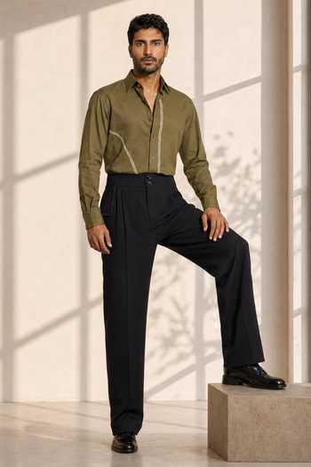ROHIT DOSHI 7-4 Placed Stripe Pattern Shirt 