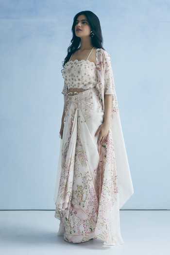 Meher By Islie Ivory Silk Sweetheart Neck Embroidered Cape Skirt Set Online at Aza Fashions Meher By Islie_Ivory Silk Sweetheart Neck Embroidered Cape Skirt Set _Online_at_Aza_Fashions