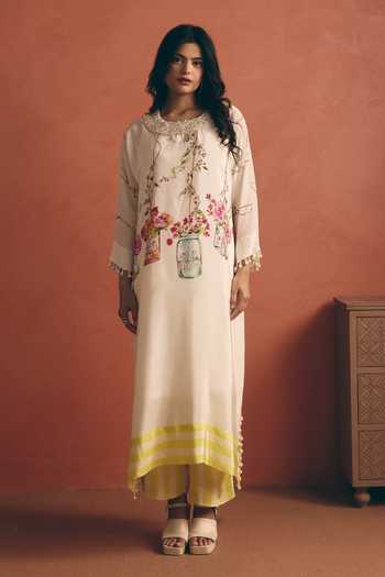 Meher By Islie Pearl Embellished Kurta & Pant Set 