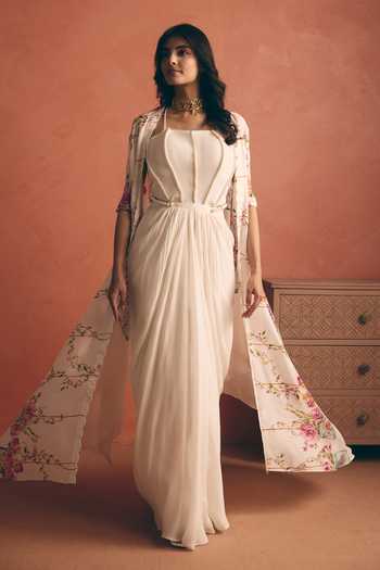 Meher By Islie Draped Maxi Dress With Cape 