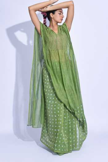 JAYATI GOENKA Green Chanderi Silk Nami Heena Tama Saree at Aza Fashions JAYATI GOENKA_Green Chanderi Silk Nami Heena Tama Saree _at_Aza_Fashions