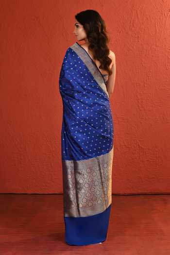 Vishwa By Pinki Sinha Blue Meenakari Silk Saree With Running Blouse 