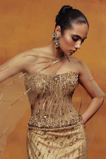 Dolly J Auric Flame Embroidered Corset Skirt Set