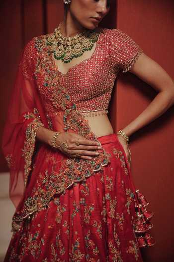 Dolly J Imperial Rouge Embroidered Bridal Lehenga Set 