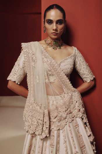 Shop Dolly J White Silk, Net Moonveil Embroidered Bridal Lehenga Online at Aza Fashions Shop_Dolly J_White Silk, Net Moonveil Embroidered Bridal Lehenga _Online_at_Aza_Fashions