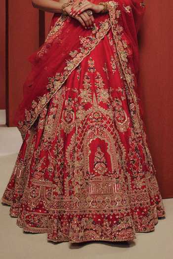 Buy Dolly J Red Silk, Net Sweetheart Neck Elysian Embroidered Bridal Lehenga Set Online at Aza Fashions Buy_Dolly J_Red Silk, Net Sweetheart Neck Elysian Embroidered Bridal Lehenga Set _Online_at_Aza_Fashions