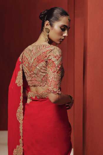 Dolly J Opaline Saree With Embroidered Blouse