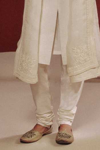 Dolly J_Ivory Organza Solstice Sherwani Set _Online_at_Aza_Fashions