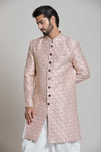 Arihant Rai Sinha Checkered Jacquard Woven Sherwani Set 