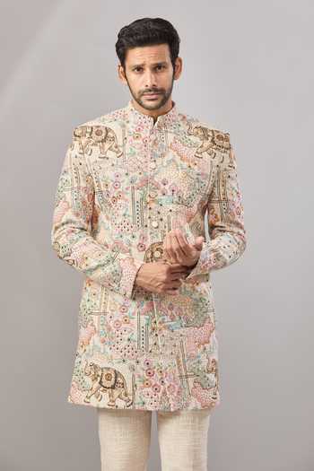 Aariyana Couture Floral Embroidered Sherwani Set