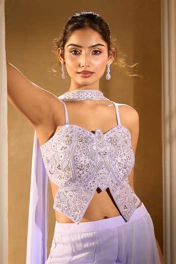Aariyana Couture Embroidered Blue Blouse Palazzo Set