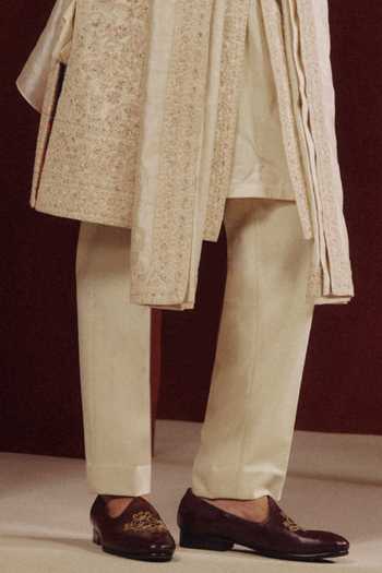 Dolly J Ivory Silk, Wool, Dupion, Tissue Bloom Embroidered Sherwani Set Online at Aza Fashions Dolly J_Ivory Silk, Wool, Dupion, Tissue Bloom Embroidered Sherwani Set _Online_at_Aza_Fashions
