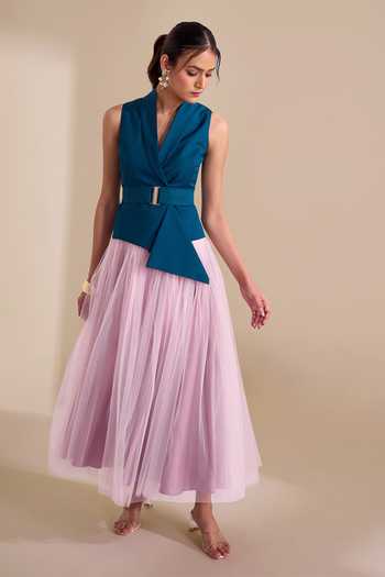 Naintara Bajaj Draped Structured Waistband Skirt 