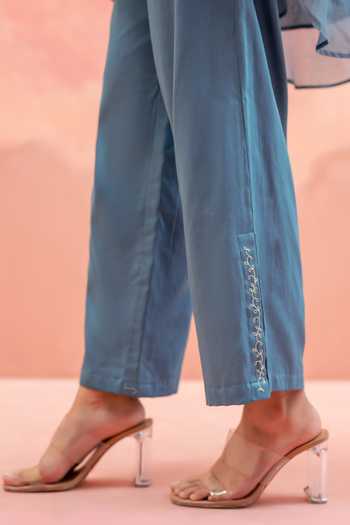Buy AM by Anita Mittal Blue Chanderi Collared Neck Twinkle Embroidered Shirt And Pant Set Online at Aza Fashions Buy_AM by Anita Mittal_Blue Chanderi Collared Neck Twinkle Embroidered Shirt And Pant Set _Online_at_Aza_Fashions