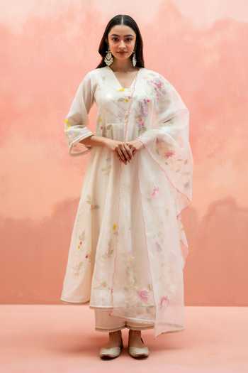 AM by Anita Mittal Pari Embroidered Cotton Anarkali Set 