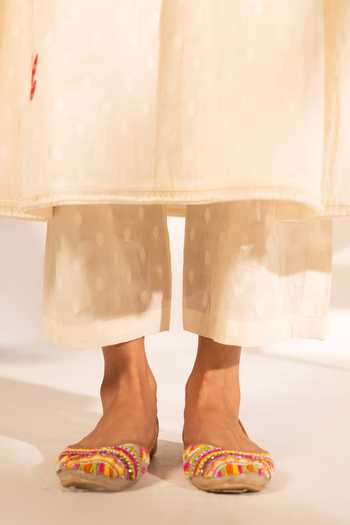 AM by Anita Mittal_White Cotton Split V-neck, Yes Ziya Pure Tunic And Pant Set _Online_at_Aza_Fashions