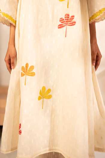 Shop_AM by Anita Mittal_White Cotton Split V-neck, Yes Ziya Pure Tunic And Pant Set _Online_at_Aza_Fashions