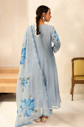 AM by Anita Mittal Zoya Mul Chanderi Anarkali Set 