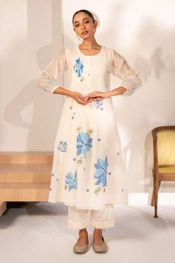 AM by Anita Mittal Zoya Mul Chanderi Tunic & Pant Set 