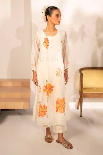 AM by Anita Mittal Zoya Mul Chanderi Tunic & Pant Set 