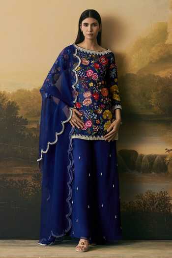 Chandrima Cobalt Blue Beadwork Dupatta 