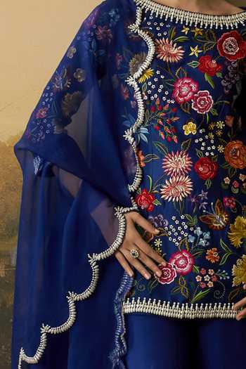 Chandrima Cobalt Blue Beadwork Dupatta 